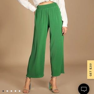 Lulus Spring Me Along Green Plisse High-Waisted Pants Size XL